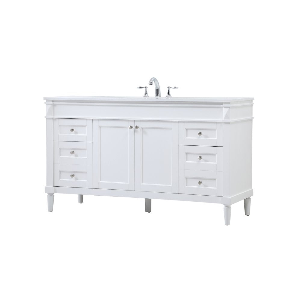 60 inch Single bathroom vanity in white