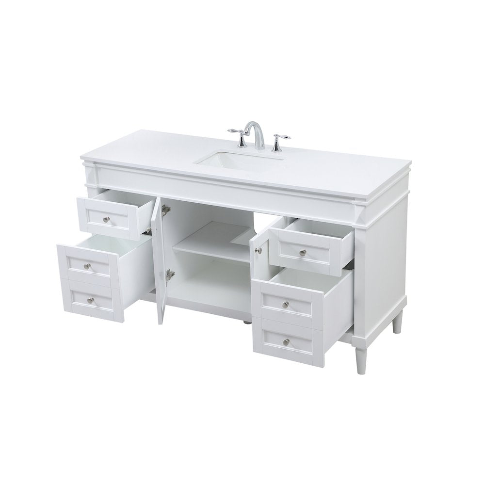60 inch Single bathroom vanity in white