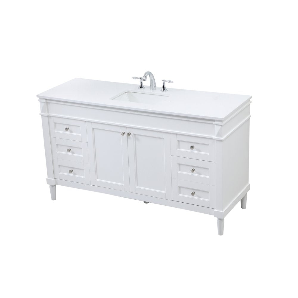 60 inch Single bathroom vanity in white