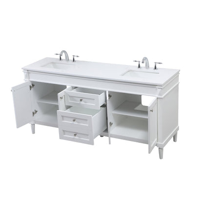 72 inch double bathroom vanity in white