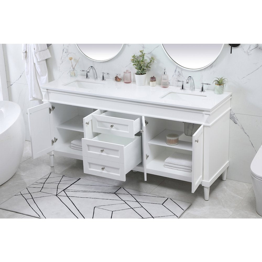 72 inch double bathroom vanity in white