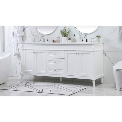 72 inch double bathroom vanity in white