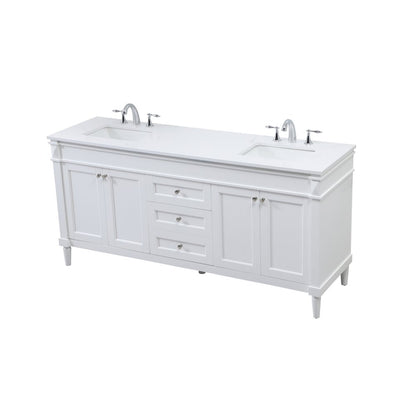 72 inch double bathroom vanity in white