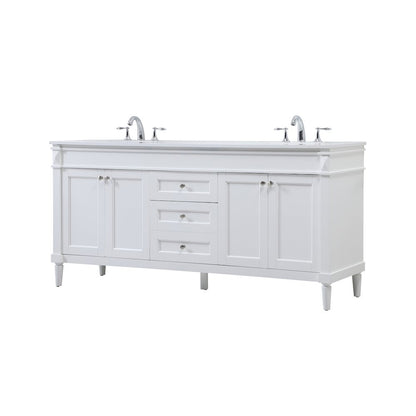 72 inch double bathroom vanity in white