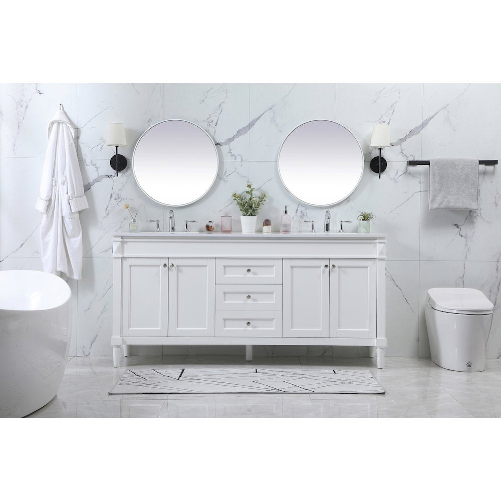 72 inch double bathroom vanity in white