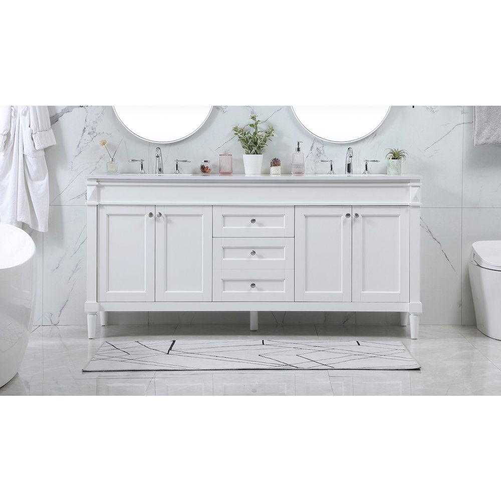 72 inch double bathroom vanity in white