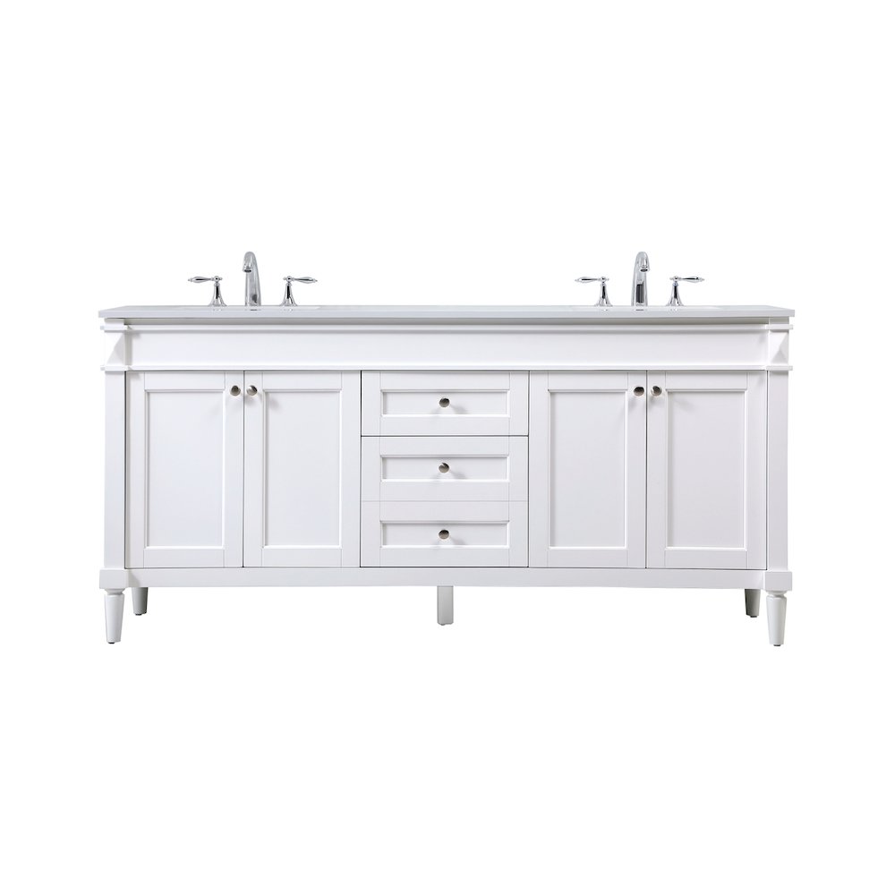 72 inch double bathroom vanity in white
