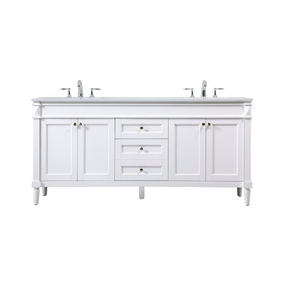72 inch double bathroom vanity in white