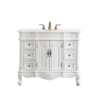 42 inch Single Bathroom vanity in antique white