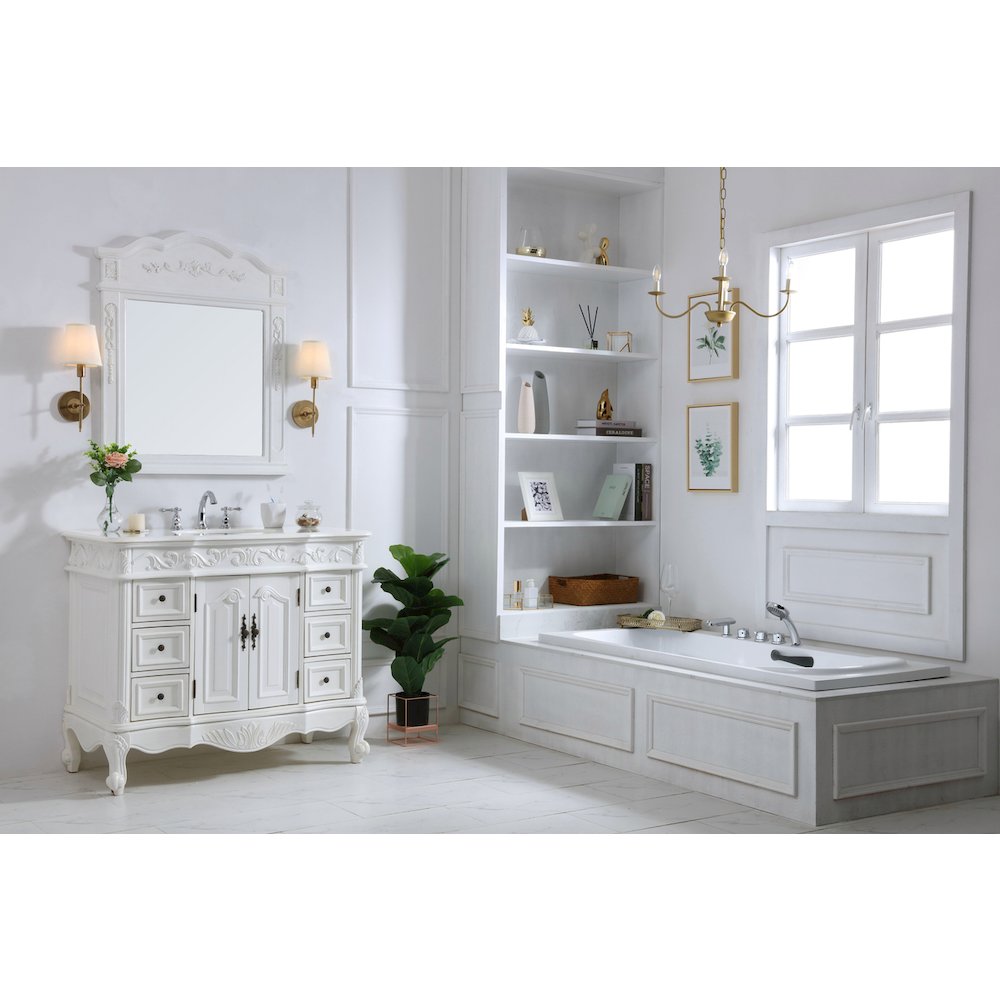42 inch Single Bathroom vanity in antique white