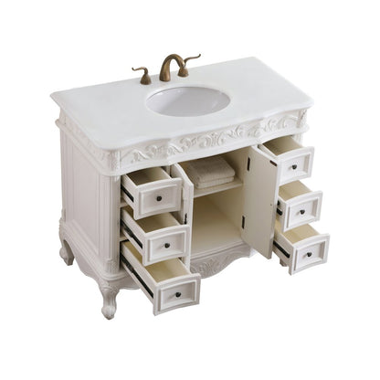 42 inch Single Bathroom vanity in antique white