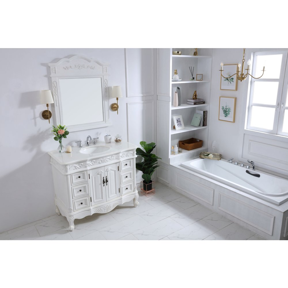 42 inch Single Bathroom vanity in antique white