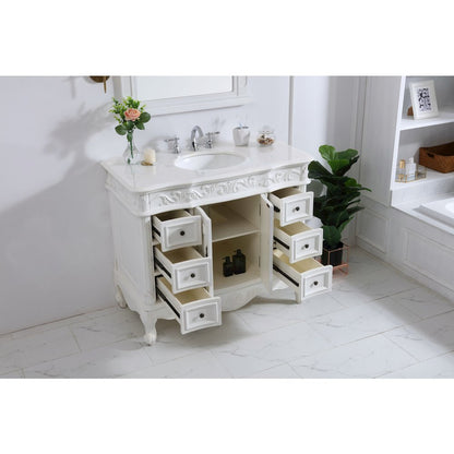 42 inch Single Bathroom vanity in antique white