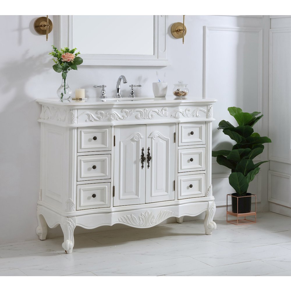 42 inch Single Bathroom vanity in antique white