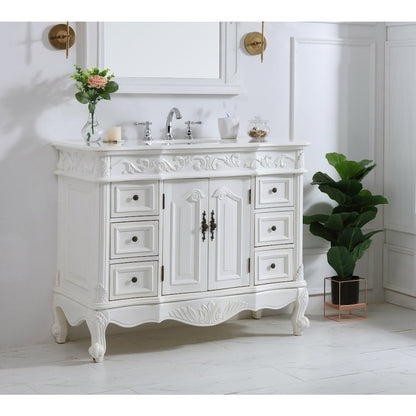 42 inch Single Bathroom vanity in antique white