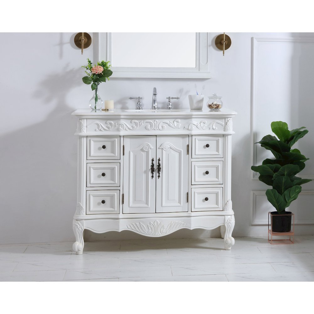 42 inch Single Bathroom vanity in antique white
