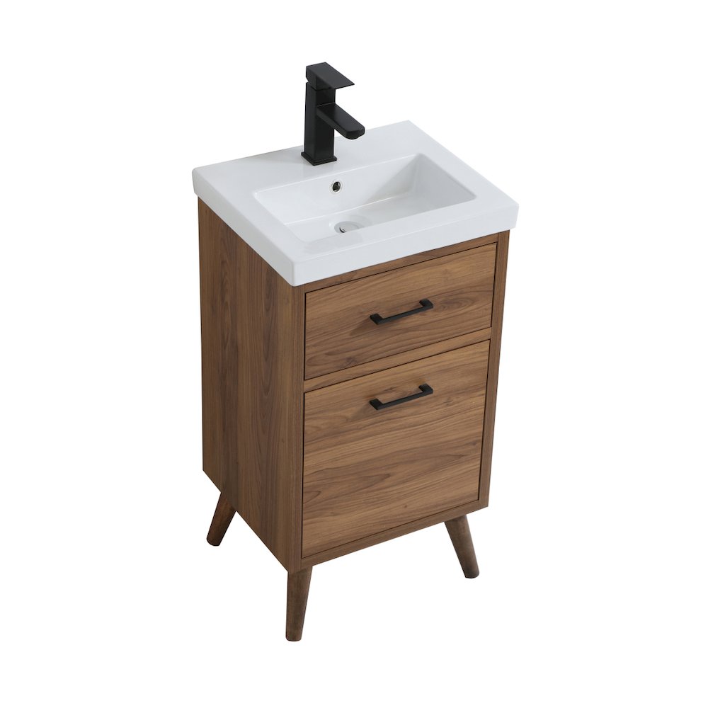 18 inch bathroom vanity in walnut brown