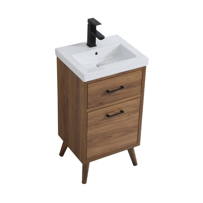 18 inch bathroom vanity in walnut brown
