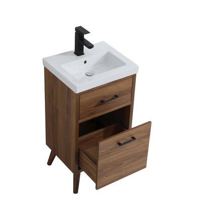 18 inch bathroom vanity in walnut brown