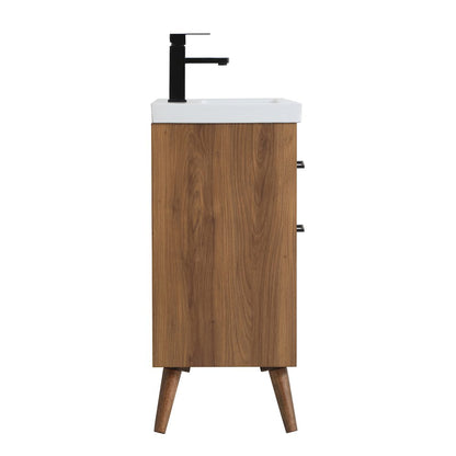 18 inch bathroom vanity in walnut brown