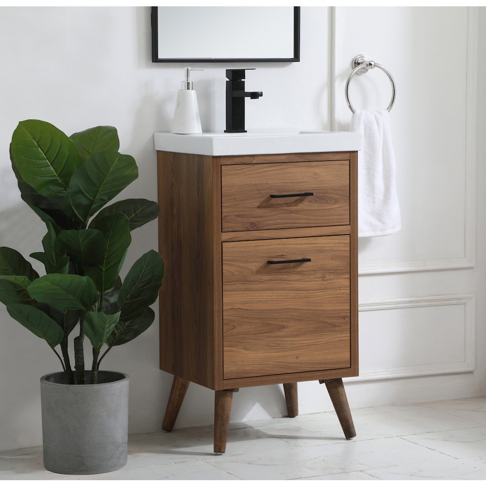 18 inch bathroom vanity in walnut brown