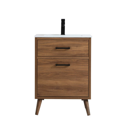 24 inch bathroom vanity in walnut brown