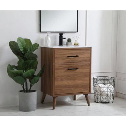 24 inch bathroom vanity in walnut brown