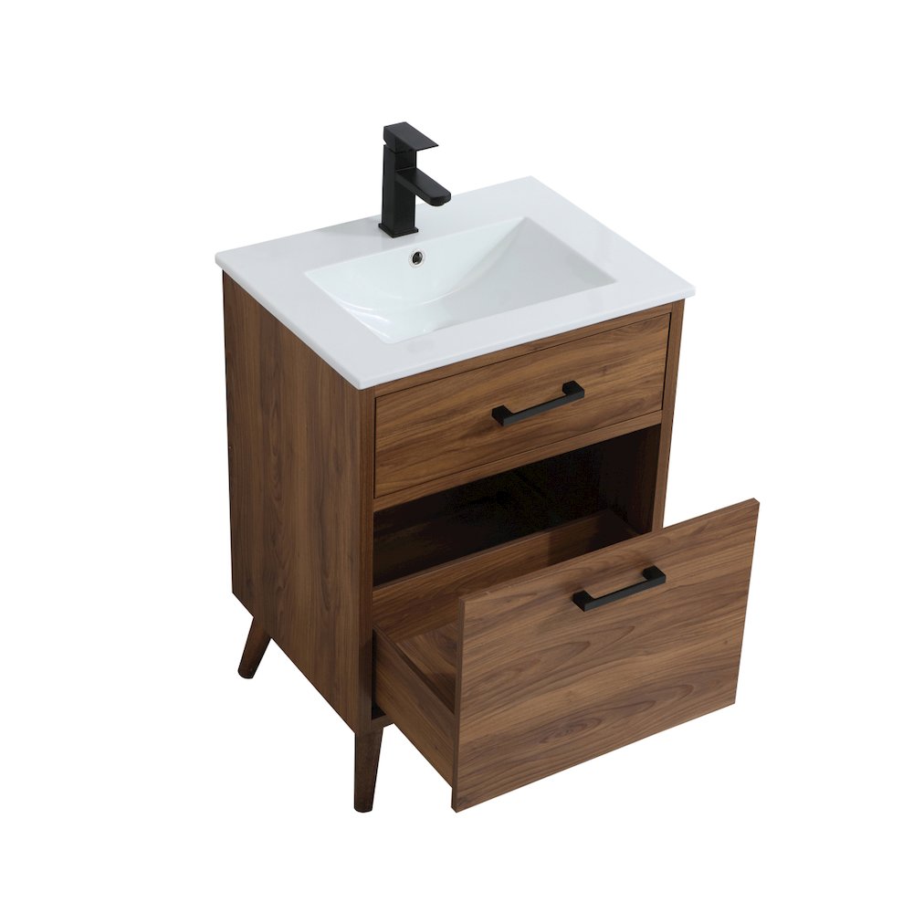 24 inch bathroom vanity in walnut brown