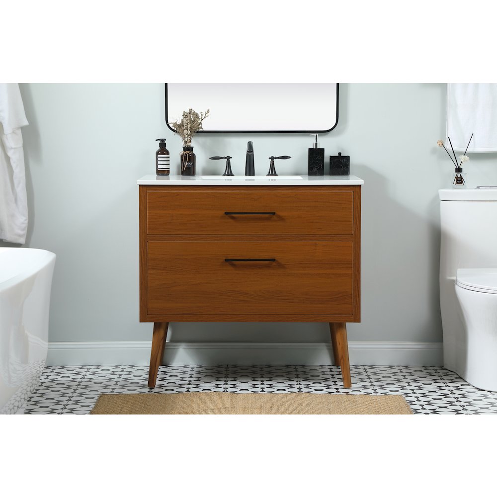 36 inch Single bathroom vanity in teak