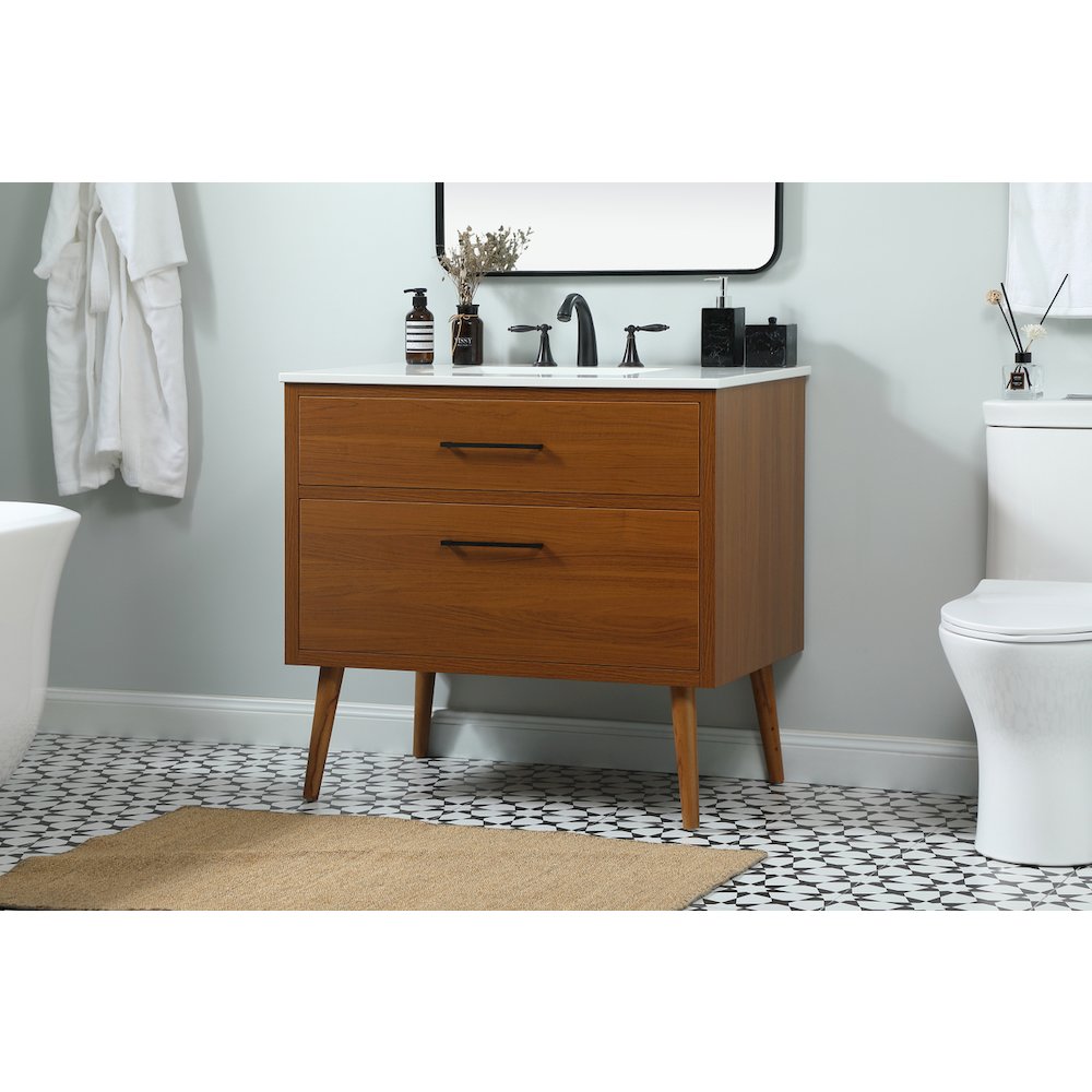 36 inch Single bathroom vanity in teak