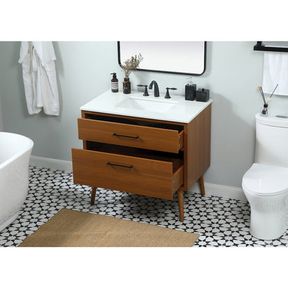 36 inch Single bathroom vanity in teak