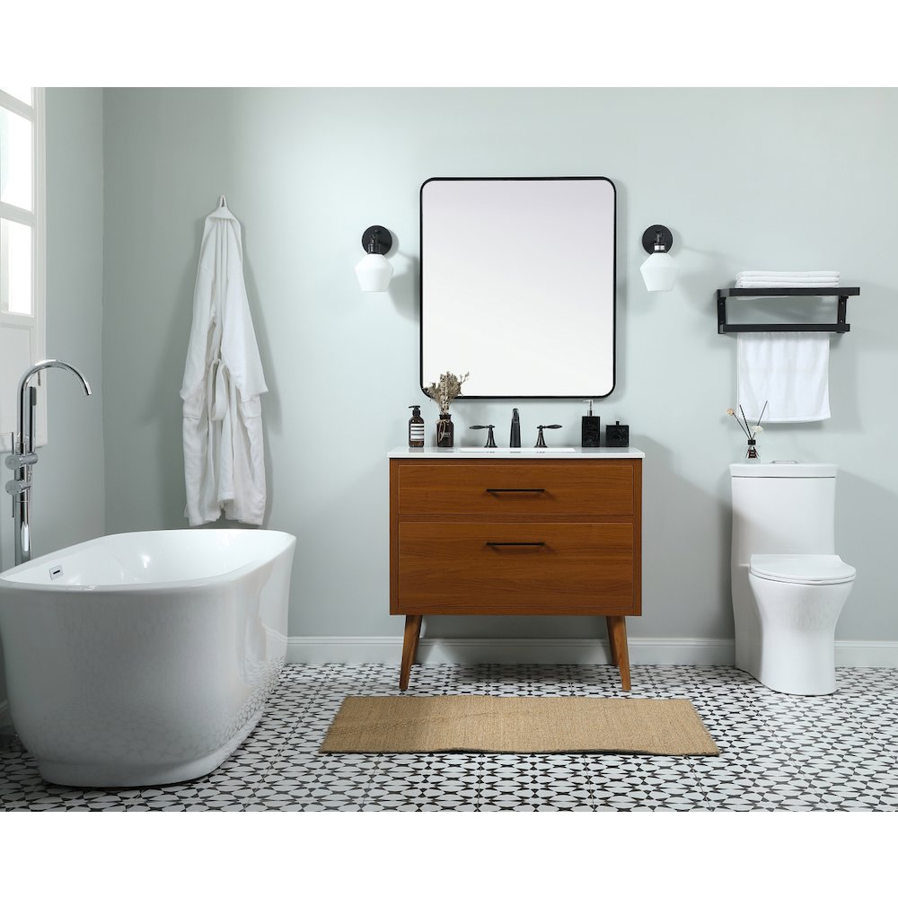 36 inch Single bathroom vanity in teak