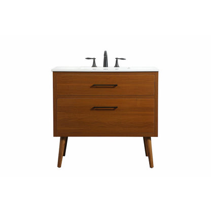 36 inch Single bathroom vanity in teak