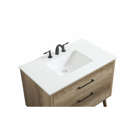 36 inch Single bathroom vanity in natural oak