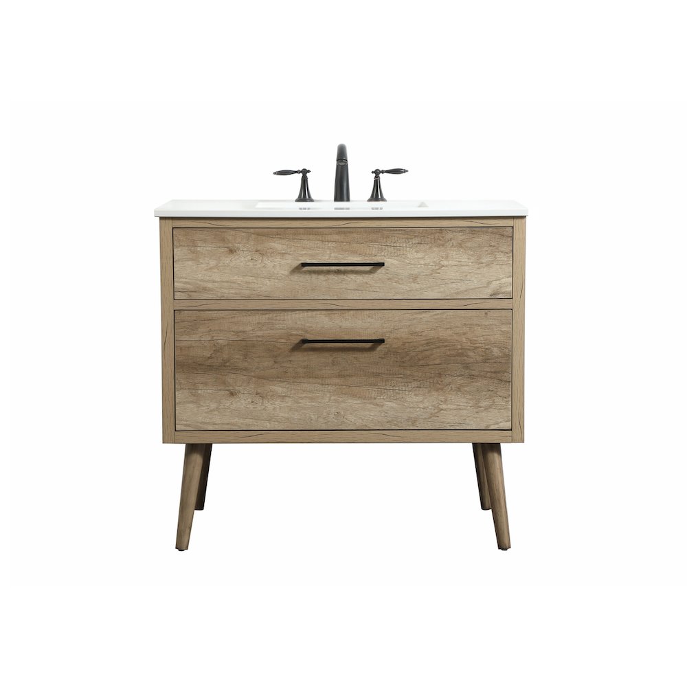36 inch Single bathroom vanity in natural oak