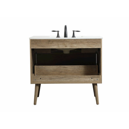 36 inch Single bathroom vanity in natural oak