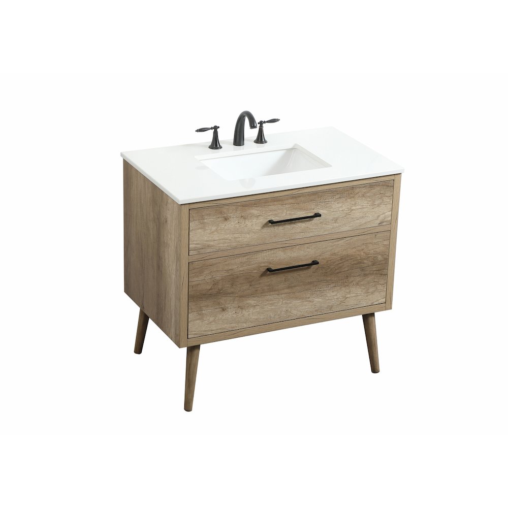 36 inch Single bathroom vanity in natural oak