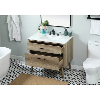 36 inch Single bathroom vanity in natural oak