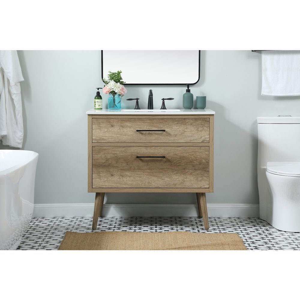 36 inch Single bathroom vanity in natural oak