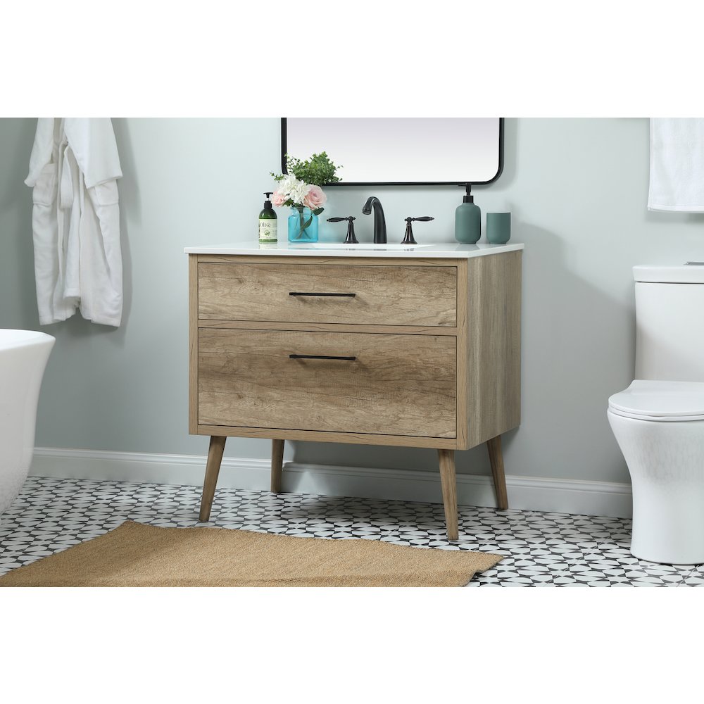 36 inch Single bathroom vanity in natural oak