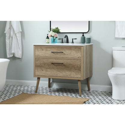 36 inch Single bathroom vanity in natural oak