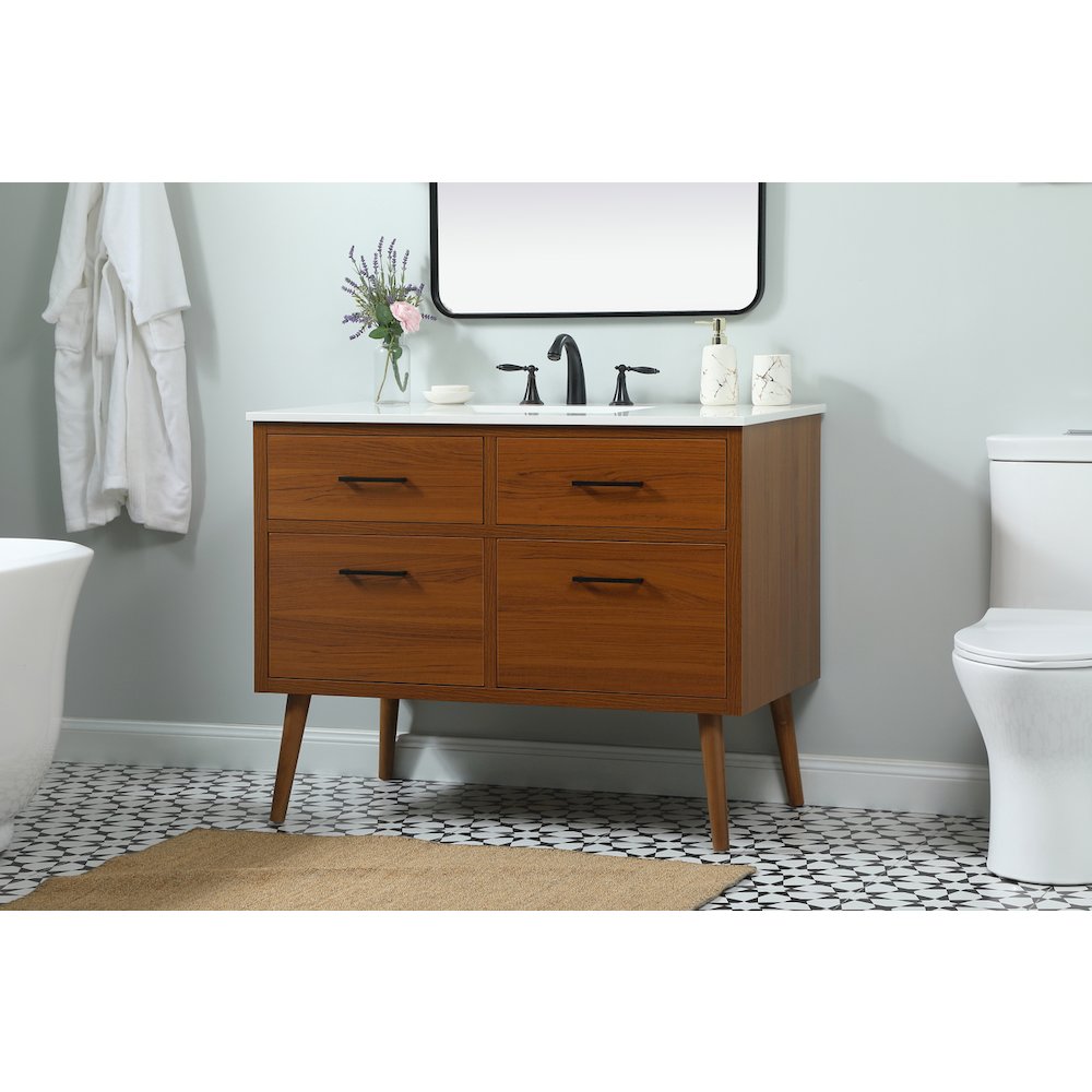 42 inch Single bathroom vanity in teak