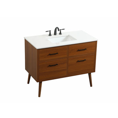 42 inch Single bathroom vanity in teak
