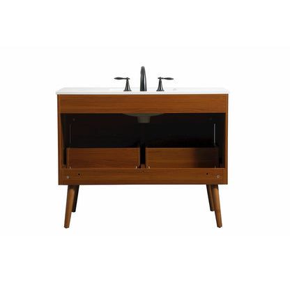 42 inch Single bathroom vanity in teak