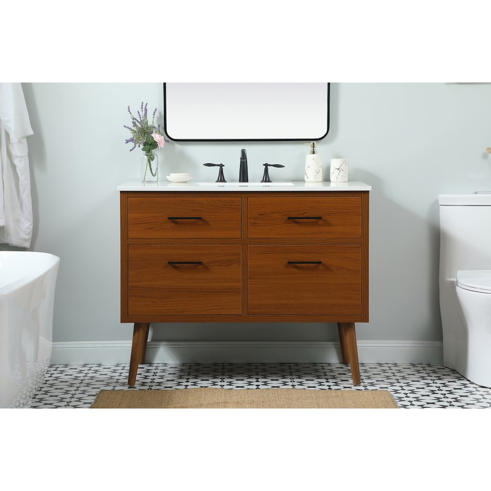42 inch Single bathroom vanity in teak