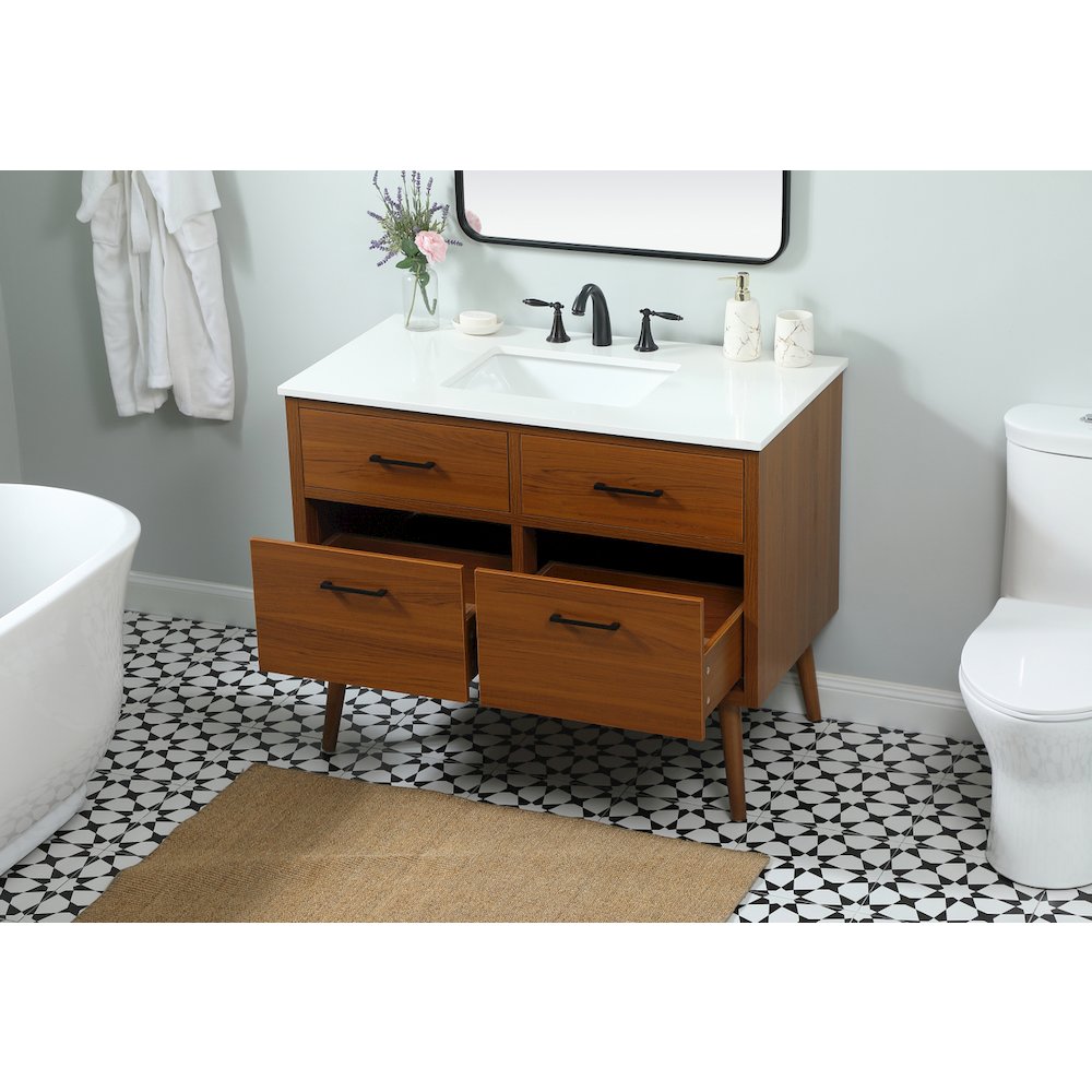 42 inch Single bathroom vanity in teak