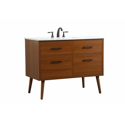 42 inch Single bathroom vanity in teak