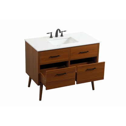 42 inch Single bathroom vanity in teak