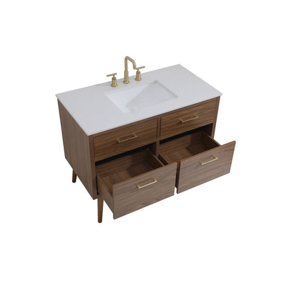 42 inch bathroom vanity in Walnut Brown