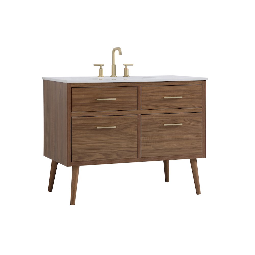 42 inch bathroom vanity in Walnut Brown